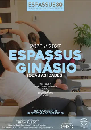 Cartaz do Espassus Ginásio 2026/27 com as modalidades