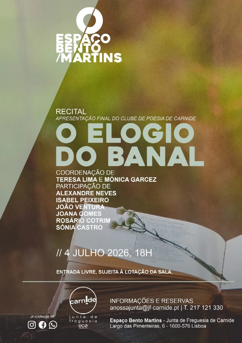 Cartaz: Recital de Poesia «O Elogio do Banal»